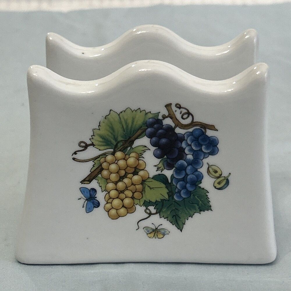 Vintage Grape Vines Grapes Napkin Holder Ceramic Mid Century